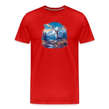 Rentiere Rentier - Männer Premium Bio T-Shirt - Rot - Vorne - Damien (186cm)
