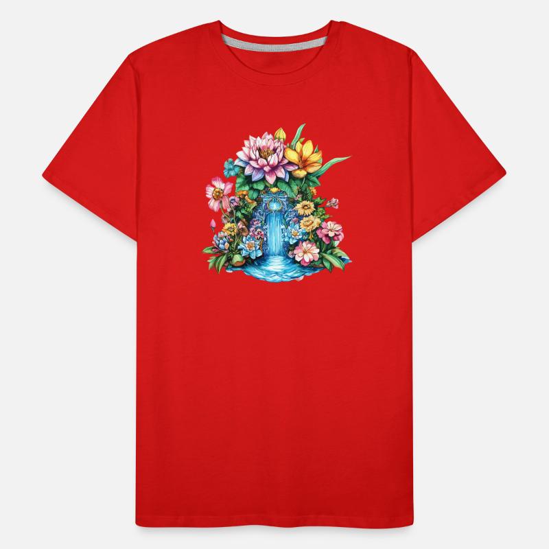 Kaléidoscope de la cascade de fleurs T-shirt bio Premium Homme