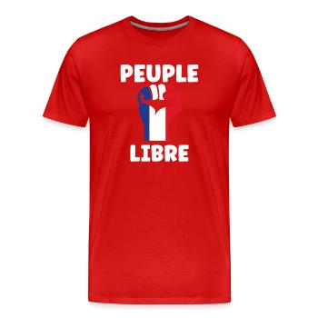 Peuple Libre Tricolore - T-shirt bio Premium Homme - rouge - Devant - Damien (186cm)