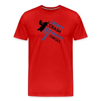 Schneemobil, ich stürze nicht ab, lustiges Schneemobil - Männer Premium Bio T-Shirt - Rot - Vorne - Damien (186cm)