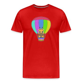 Giraffe Hot Air Balloon - Men's Premium Organic T-Shirt - red - Front - Damien (186cm)