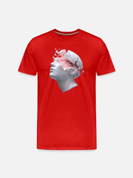 Decaying head, inner thoughts as debris - Men's Premium Organic T-Shirt - red