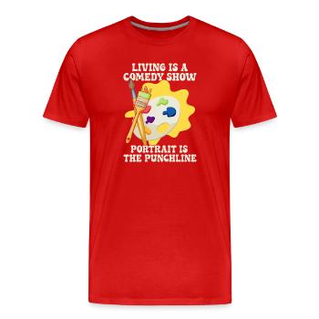 Le portrait du peintre drôle d’artiste est la chute - T-shirt bio Premium Homme - rouge - Devant - Damien (186cm)