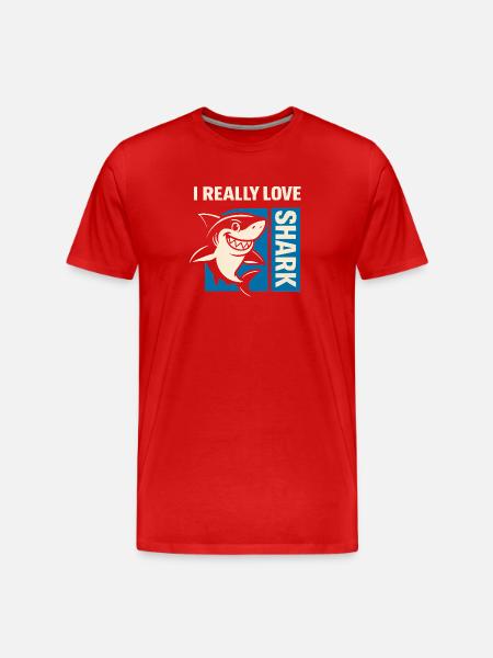 I Really Love Shark - Männer Premium Bio T-Shirt - Rot