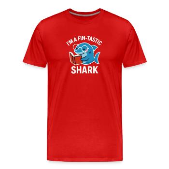 Fin-Tastic Shark liest Buch - Männer Premium Bio T-Shirt - Rot - Vorne - Damien (186cm)