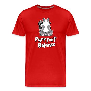 Purrfektes Gleichgewicht - Männer Premium Bio T-Shirt - Rot - Vorne - Damien (186cm)