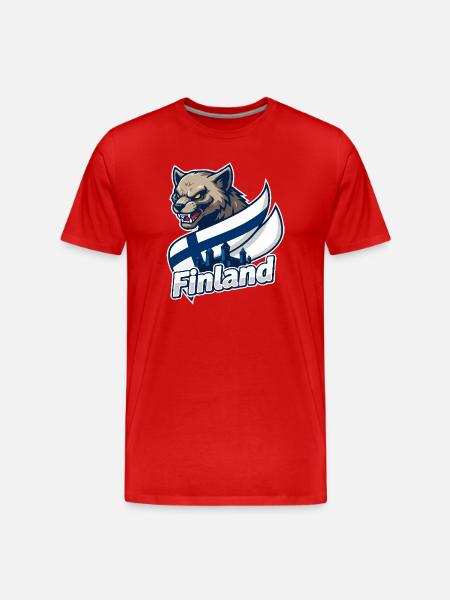 Finland Wolf with Finnish Flag - Men's Premium Organic T-Shirt - red