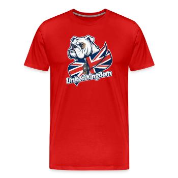 Bouledogue avec drapeau britannique et Big Ben - T-shirt bio Premium Homme - rouge - Devant - Damien (186cm)