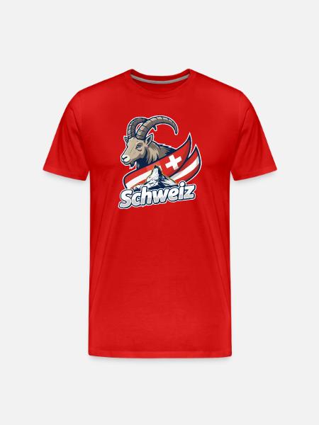 Alpine Ibex with Swiss flag - Men's Premium Organic T-Shirt - red