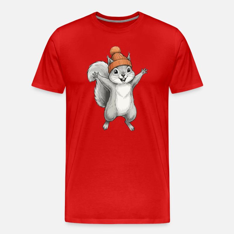 Eichhörnchen mit Mütze - Männer Premium Bio T-Shirt - Rot
