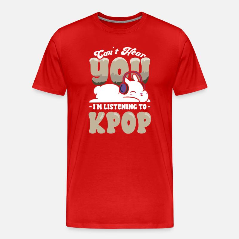 Kpop Hase mit Kopfhörern - Männer Premium Bio T-Shirt - Rot