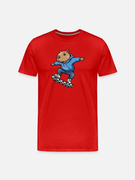 Capybara Skateboard - Men's Premium Organic T-Shirt - red