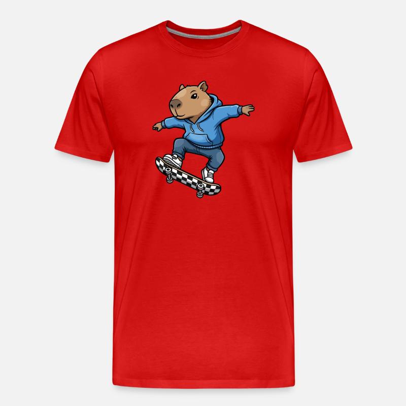 Capybara Skateboard - Männer Premium Bio T-Shirt - Rot
