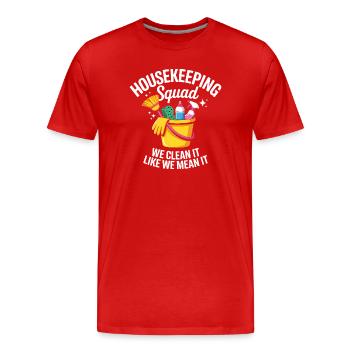 Conception de nettoyage amusante - T-shirt bio Premium Homme - rouge - Devant - Damien (186cm)