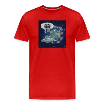Außerirdische UFO-Beobachtung – Eine weitere irreparable Rasse - Männer Premium Bio T-Shirt - Rot - Vorne - Damien (186cm)
