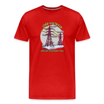 Seigneur Électricien : Magie Invisible - T-shirt bio Premium Homme - rouge - Devant - Damien (186cm)