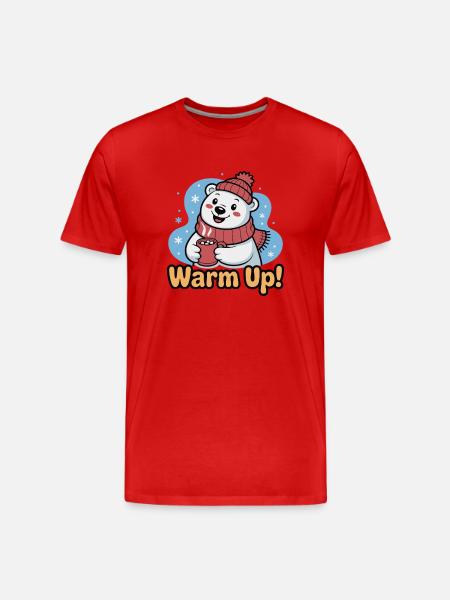 Warm Up Polar Bear Cozy - Men's Premium Organic T-Shirt - red