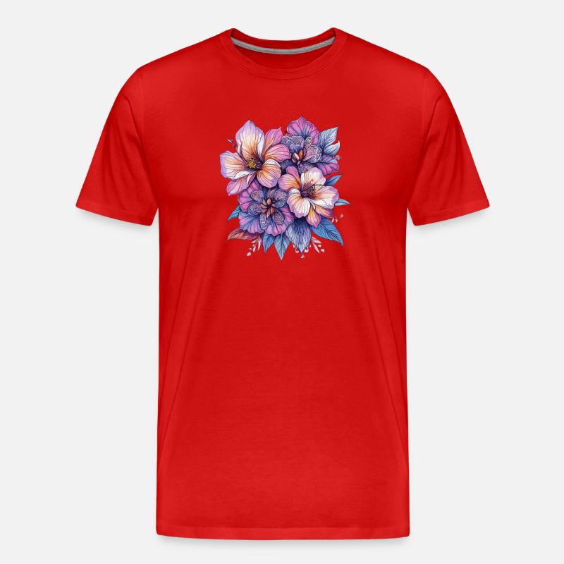 Explosion de couleurs Fleurs - T-shirt bio Premium Homme - rouge