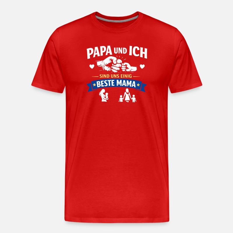 Papa Ich Beste Mama - Männer Premium Bio T-Shirt - Rot