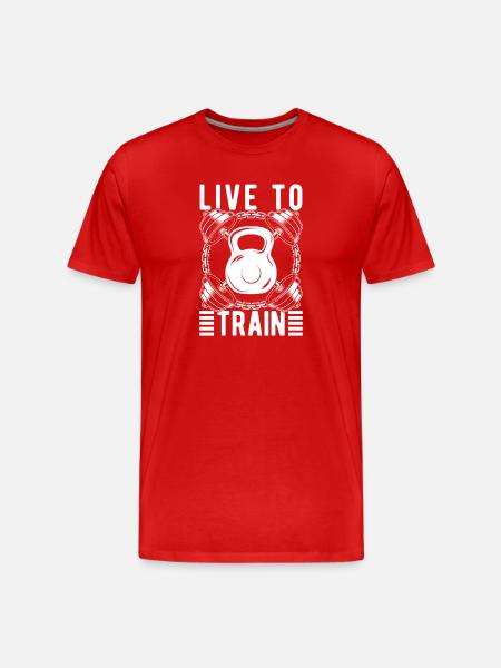 Powerlifting Bodybuilder Live To Train Gym - Men's Premium Organic T-Shirt - red