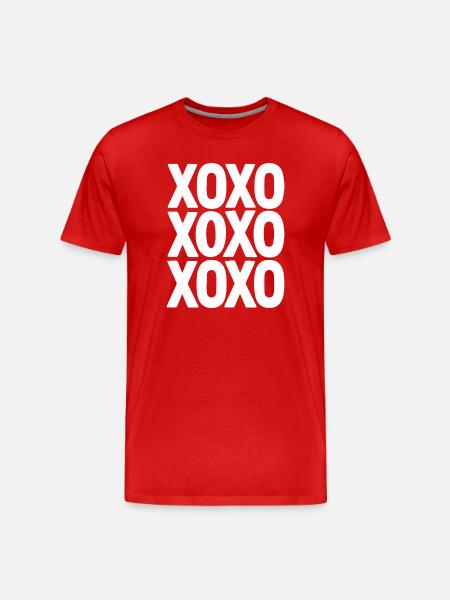 XOXO Love Text Minimal Repeating Design - Men's Premium Organic T-Shirt - red