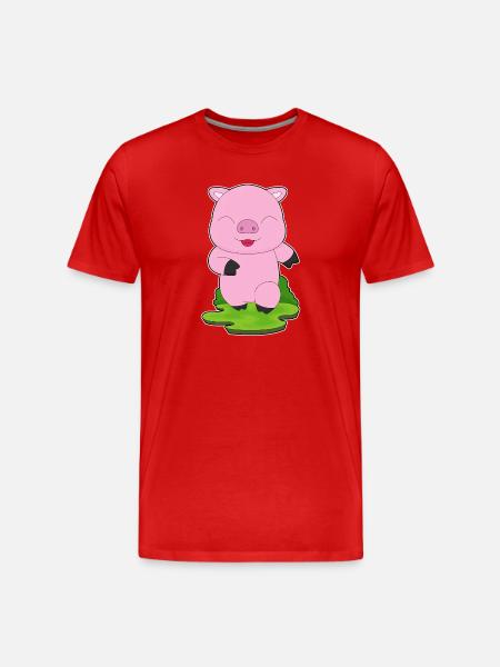 Cochon Jogger Jogging Sport - T-shirt bio Premium Homme - rouge