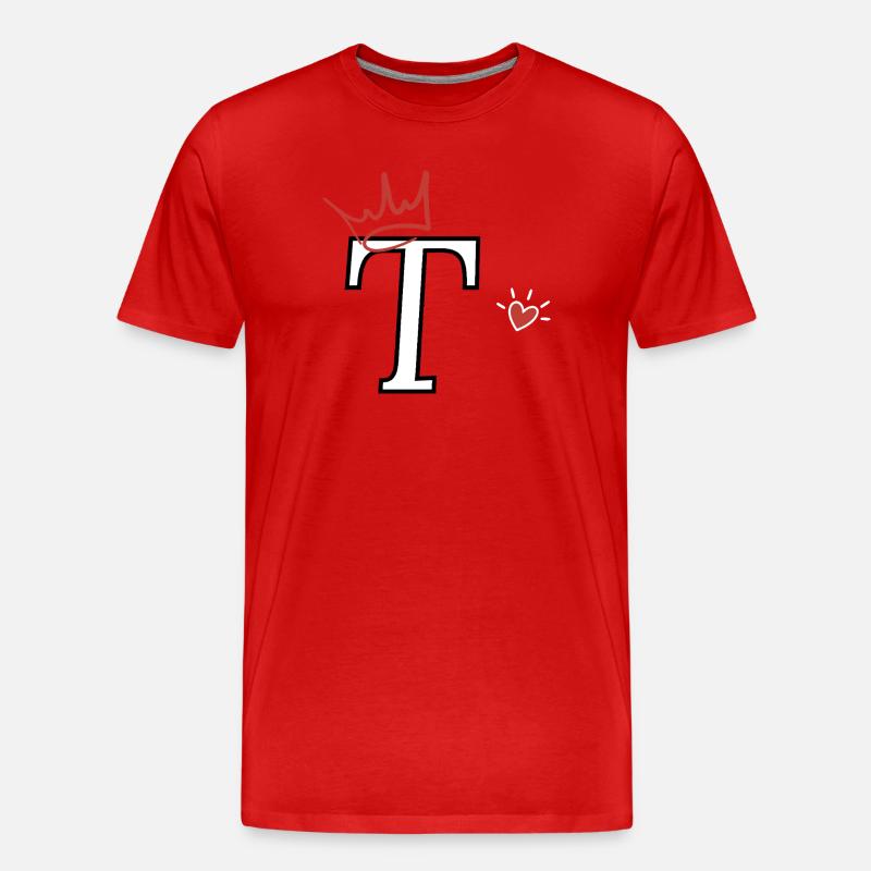 Buchstabe t Kronenherz - Männer Premium Bio T-Shirt - Rot