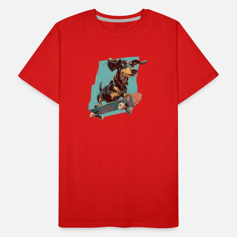 Teckel à roulettes T-shirt bio Premium Homme