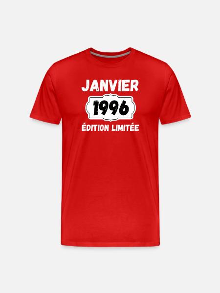 Janvier 1996 Édition Limitée Anniversaire - T-shirt bio Premium Homme - rouge