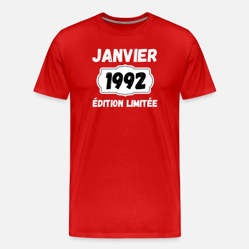 Janvier 1992 Édition Limitée Anniversaire - T-shirt bio Premium Homme - rouge