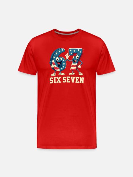 US Flag 67 Memes Six Seven - Men's Premium Organic T-Shirt - red