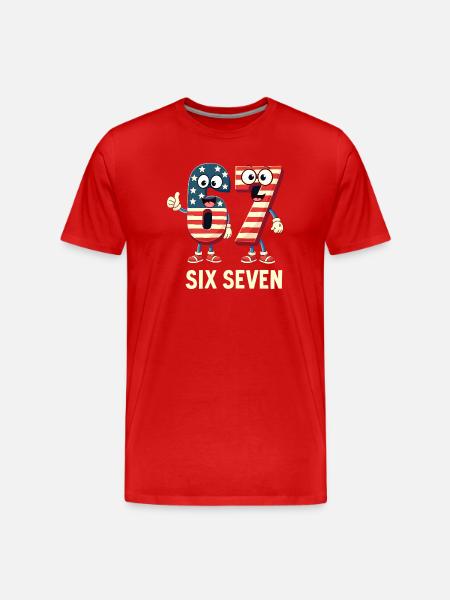 US Flag 67 Memes Six Seven - T-shirt bio Premium Homme - rouge