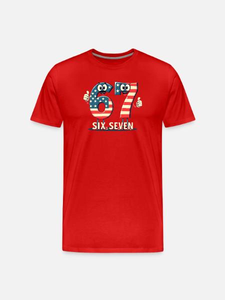 US Flag 67 Memes Six Seven - Men's Premium Organic T-Shirt - red