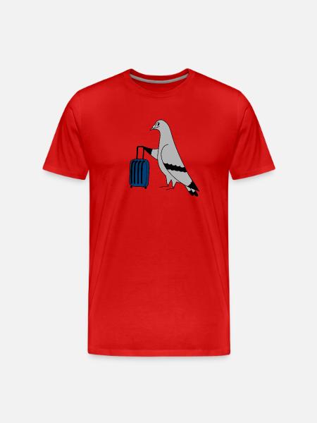Pigeon with Suitcase – Minimal urban Illustration - Men's Premium Organic T-Shirt - red