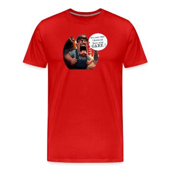 YOU CAN BE A RAILWAY WORKER WITHOUT WARNING! (train) - Men's Premium Organic T-Shirt - red - Front - Damien (186cm)
