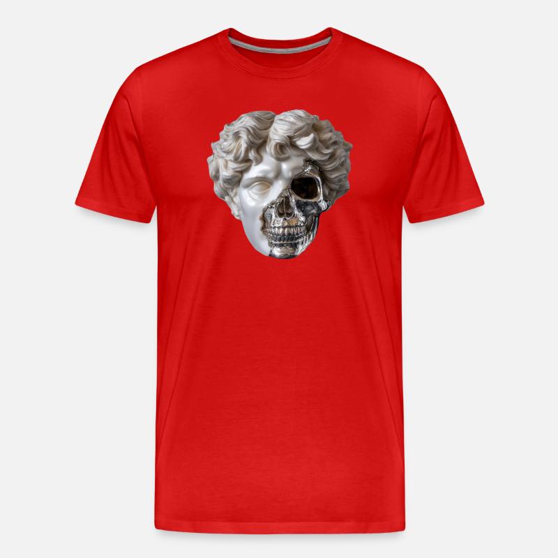 Klassik trifft Stahlskull - Männer Premium Bio T-Shirt - Rot