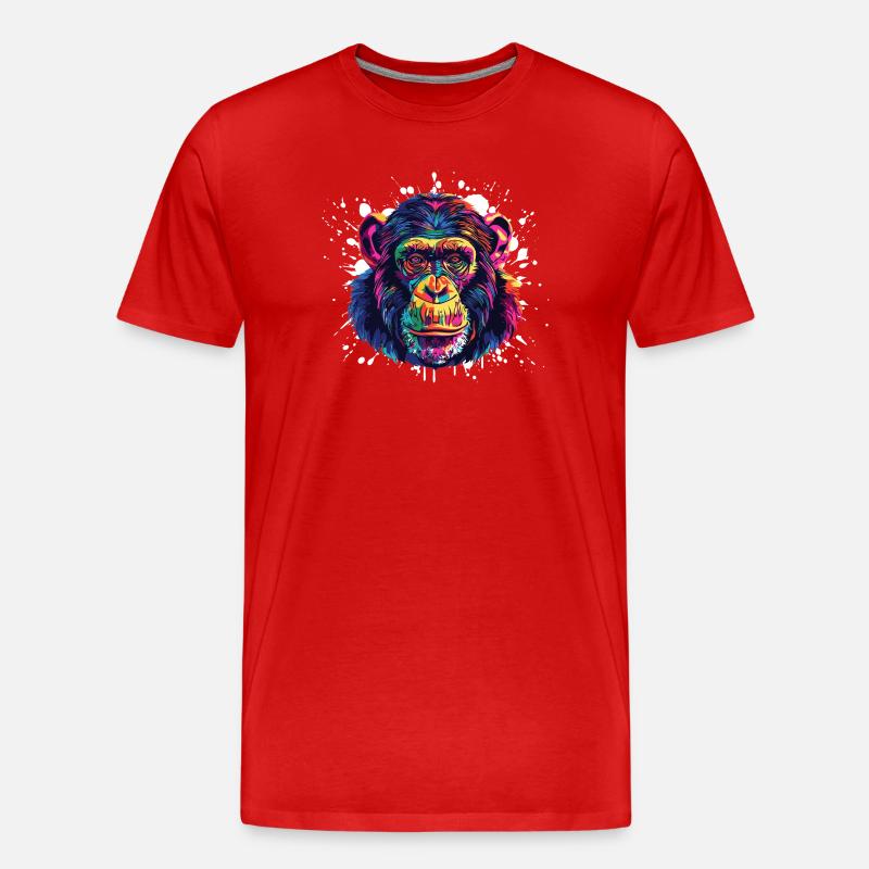 Monkey Portrait Splash - Men's Premium Organic T-Shirt - red