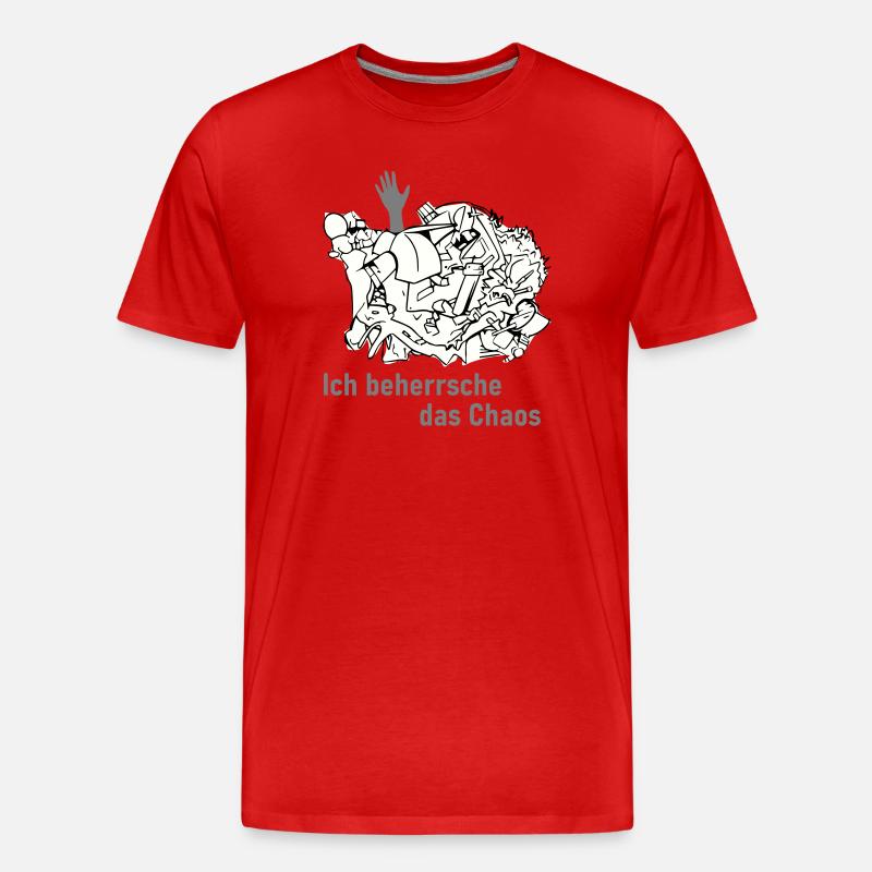Ich behersche das Chaos - Männer Premium Bio T-Shirt - Rot