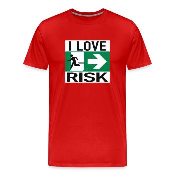 satisfy your soul – Courage begins with one step - Men's Premium Organic T-Shirt - red - Front - Damien (186cm)