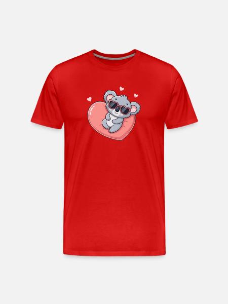 Kawaii-Koala mit rosa Herzbrille - Männer Premium Bio T-Shirt - Rot