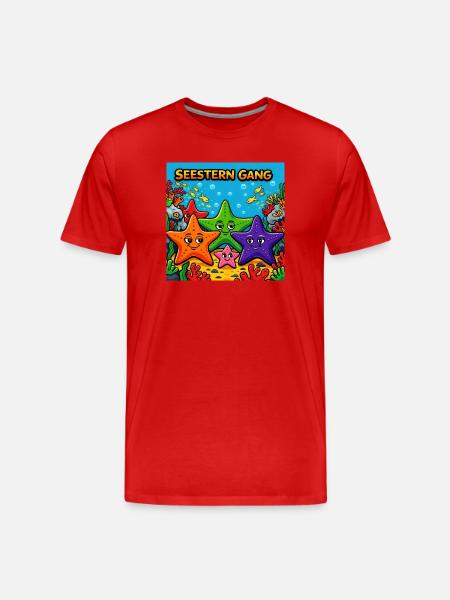 Starfish Gang Underwater Starfriends - Men's Premium Organic T-Shirt - red