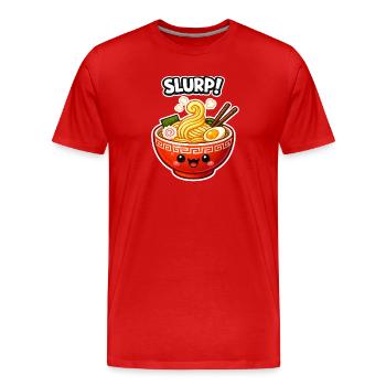 Bol Souriant de Ramen Kawaii - T-shirt bio Premium Homme - rouge - Devant - Damien (186cm)