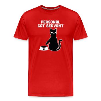 Serviteur Chat Personnel - T-shirt bio Premium Homme - rouge - Devant - Damien (186cm)