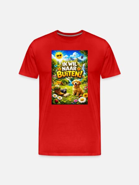 Outdoor adventure with Pup - Men's Premium Organic T-Shirt - red