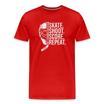 Répétition du score de tir au skate - T-shirt bio Premium Homme - rouge - Devant - Damien (186cm)