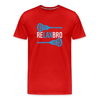Relax Bro Lacrosse - Männer Premium Bio T-Shirt - Rot - Vorne - Damien (186cm)