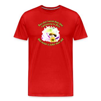 Abeilles et mouches - T-shirt bio Premium Homme - rouge - Devant - Damien (186cm)
