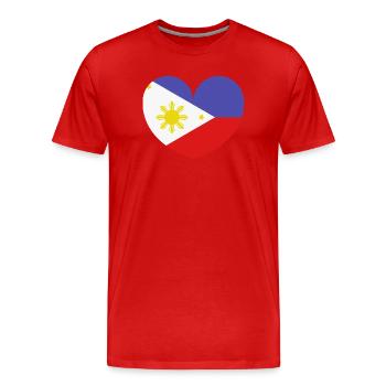 Philippinische Herzflagge - Männer Premium Bio T-Shirt - Rot - Vorne - Damien (186cm)