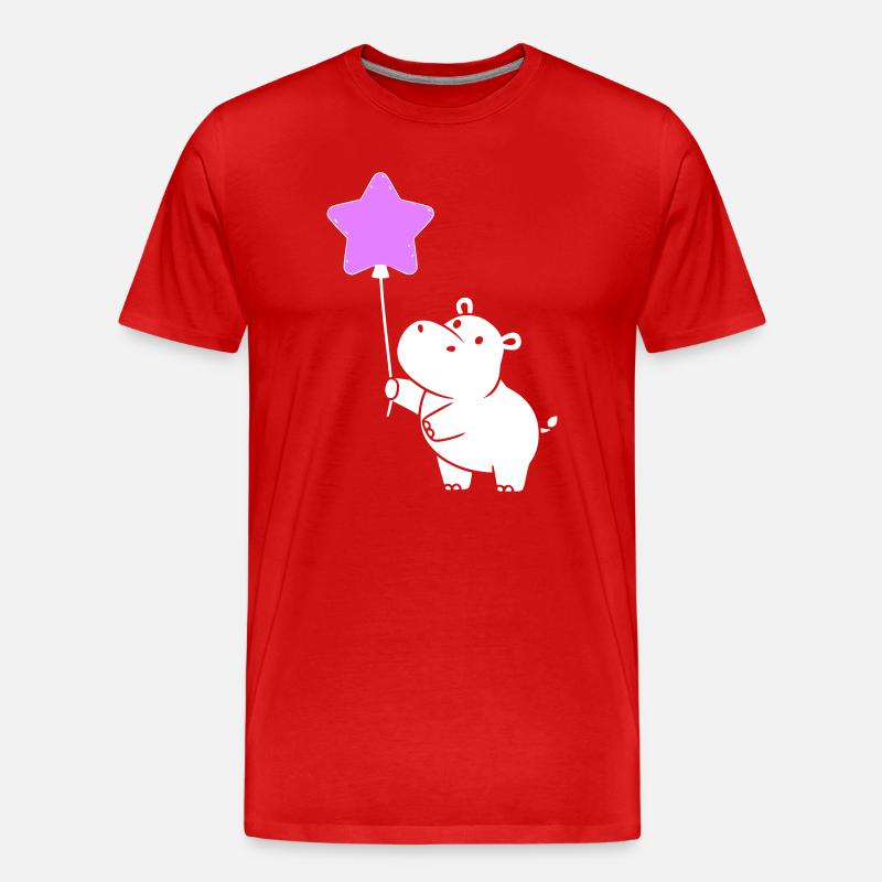 Süßes Nilpferd Stern Ballon Party - Männer Premium Bio T-Shirt - Rot