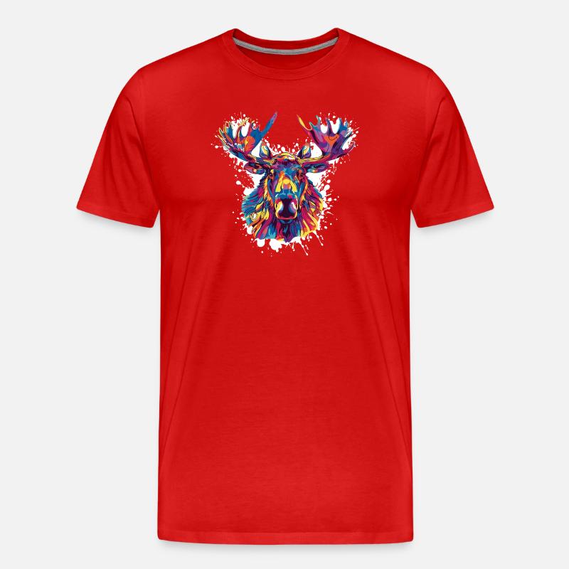 Hirsch Reh Farbklecks - Männer Premium Bio T-Shirt - Rot